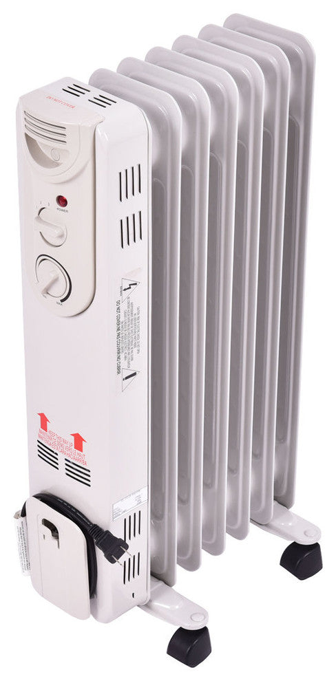 Costway 1500W Electric Oil Filled Radiator Space Heater 5-Fin Thermostat Room