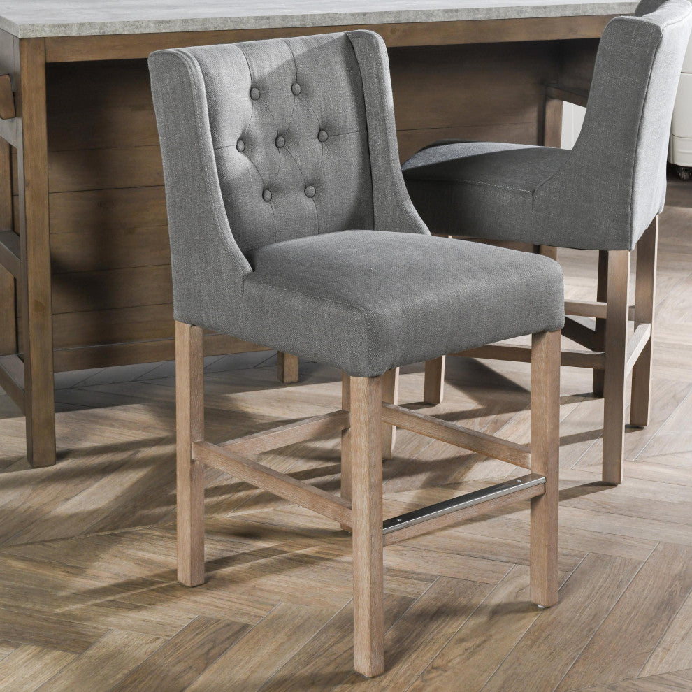 Home Karla Tufted 24" Counterstool by Kosas Home, Gray