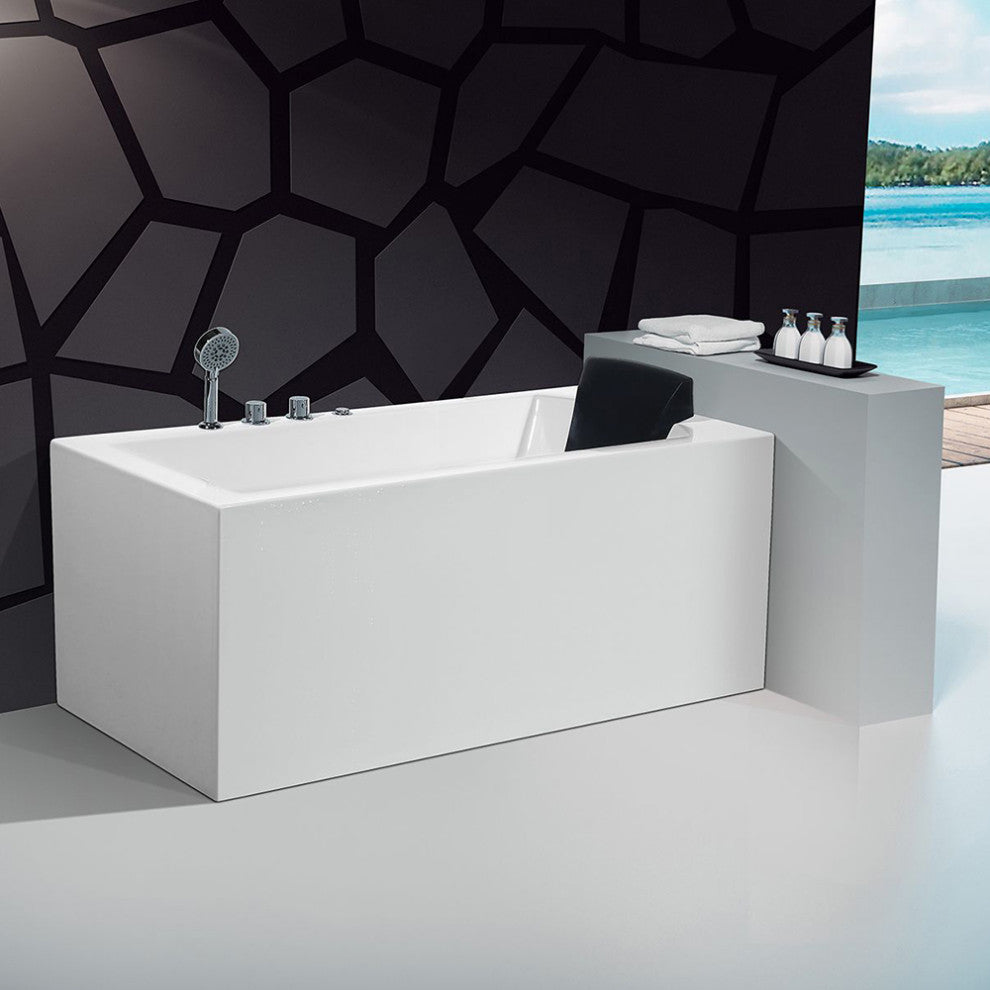 ARIEL Platinum 59" Left Drain Rectangular Alcove Whirlpool Bathtub