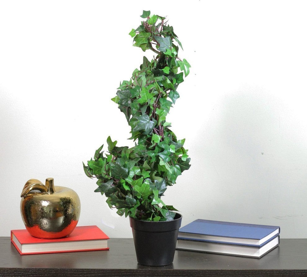 22.5" Potted Artificial English Ivy Spiral Topiary Tree