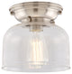 Large Bell 1-Light Flush Mount, Brushed Satin Nickel, Clear