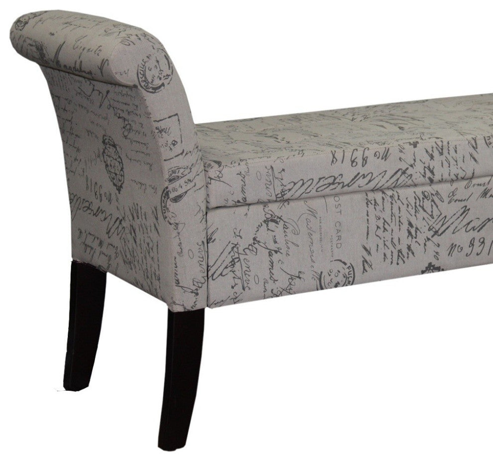 Black and White Vintage Postcard Settee Style Storage Bench