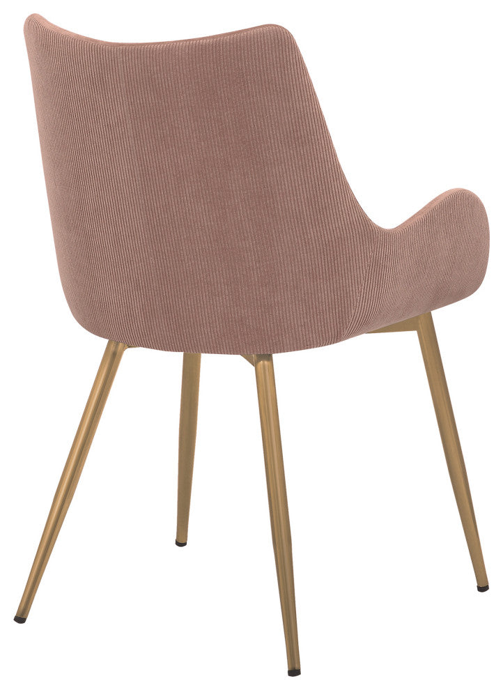Avery Fabric Dining Room Chair With Gold Legs, Pink