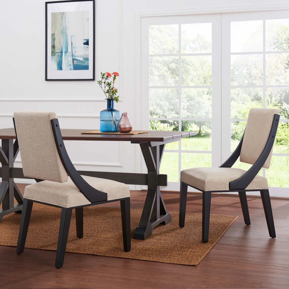 Side Dining Chair, Set of 2, Beige, Fabric