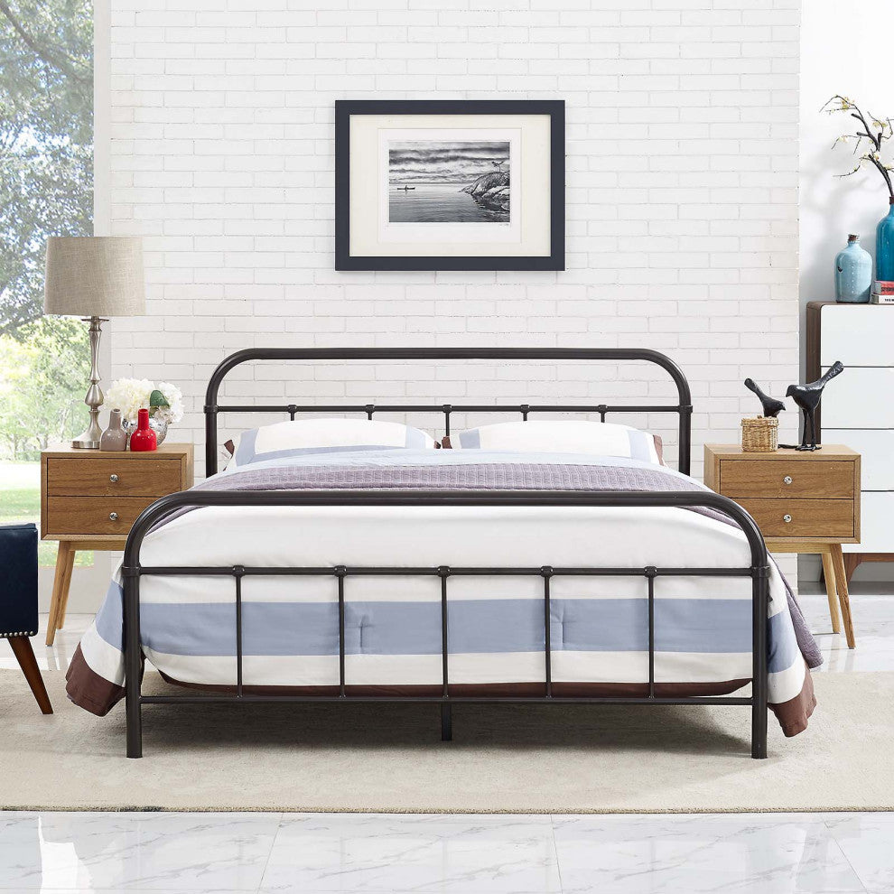 Brown Maisie Queen Stainless Steel Bed Frame