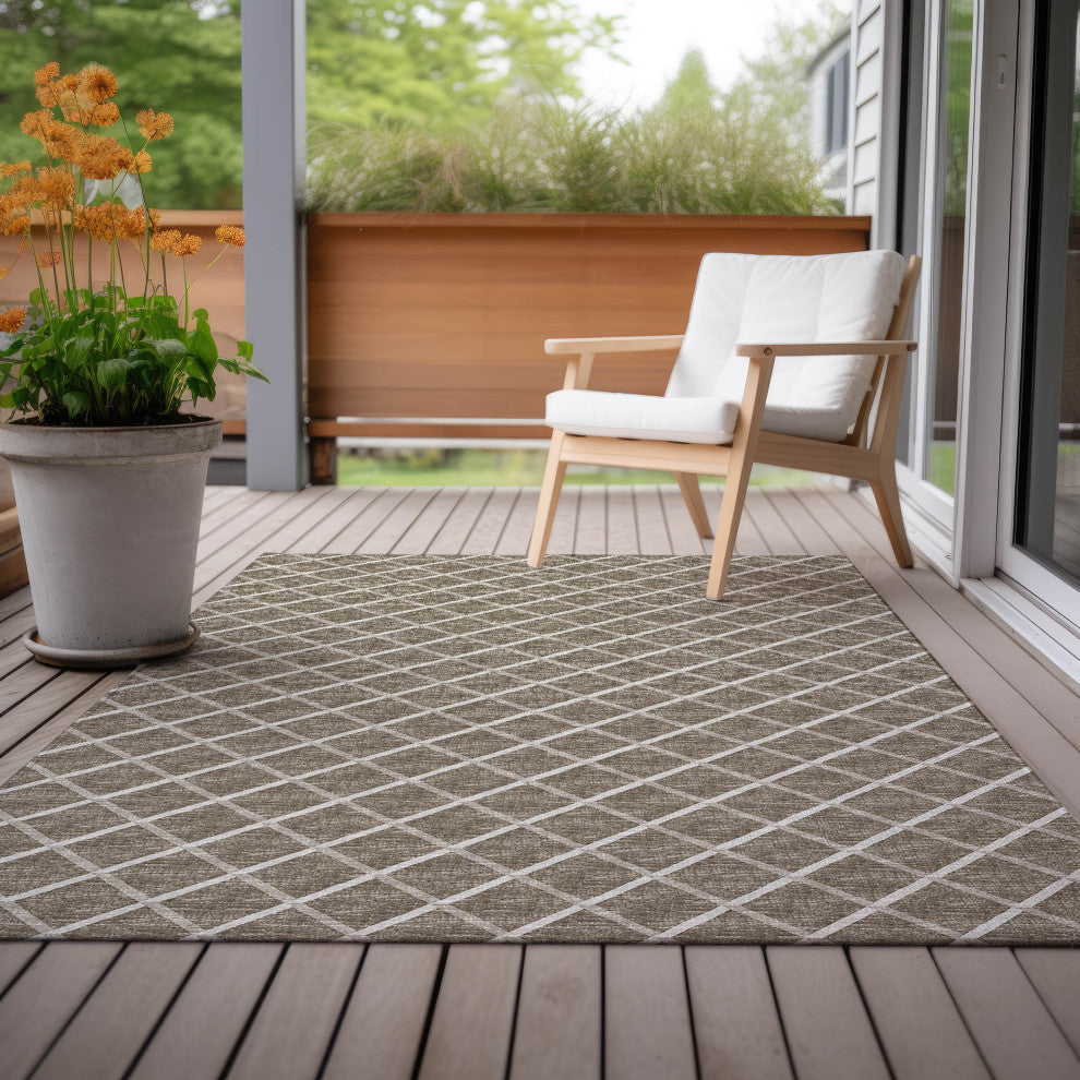 Indoor/Outdoor York YO1 Taupe Machine Washable 9' x 12' Rug