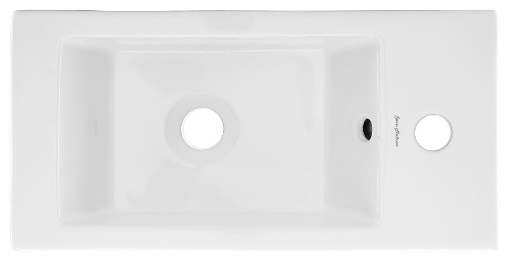 Voltaire 19.5"x10" Ceramic Wall Hung Sink With Faucet Mount, Right Side
