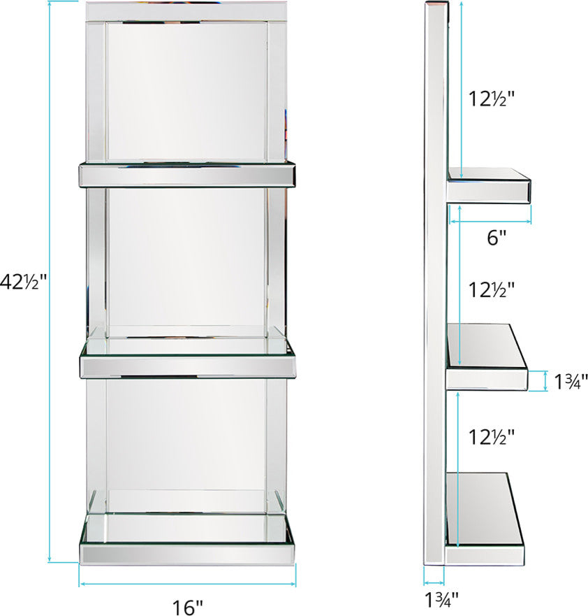 Howard Elliott Mirrored Shelf With 3 Shelves