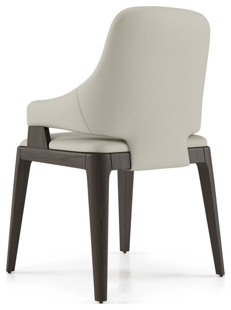 Dumfries Dining Chair in Truffle Beige Leather and Seared Ash