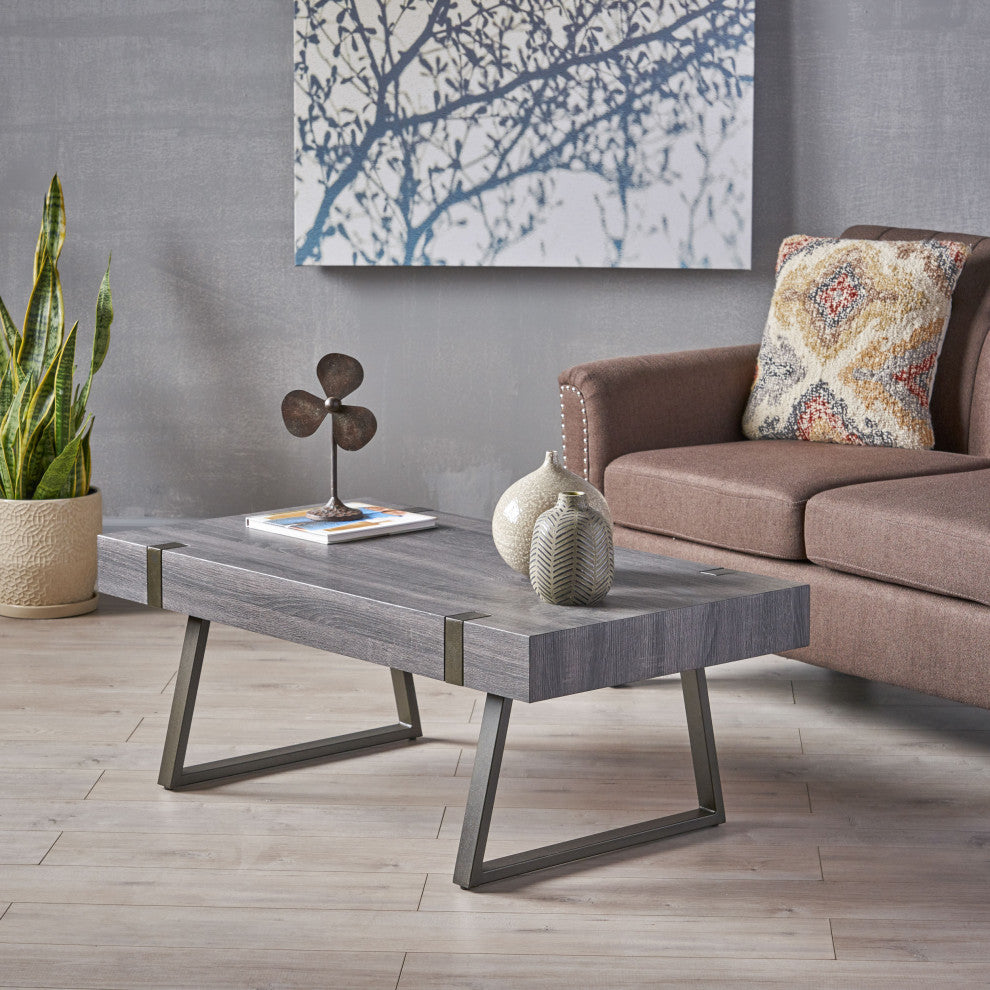 GDF Studio Genwa Canyon Coffee Table, Black Oak