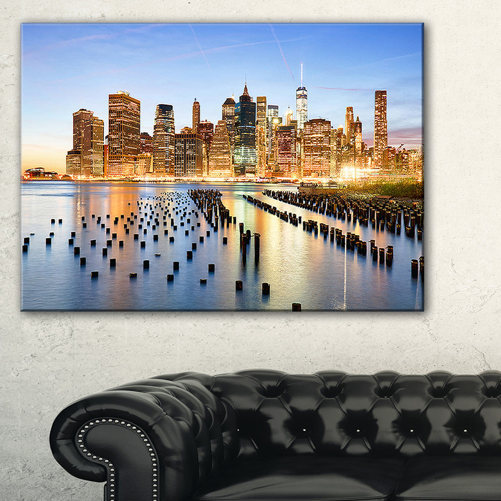 "New York Skyline With Skyscrapers" Canvas Print60"x28", 1 Panel
