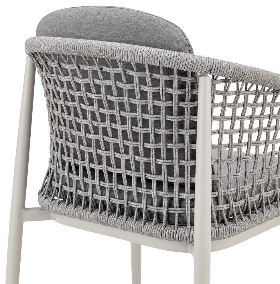 Rhodes Outdoor Patio Dining Chair, Light Gray Rope/Cushions Set of 2