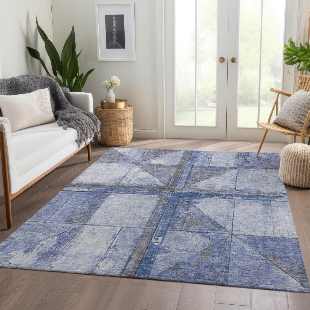 Machine Washable Indoor/Outdoor Chantille ACN1876 Denim 8' x 10' Rug