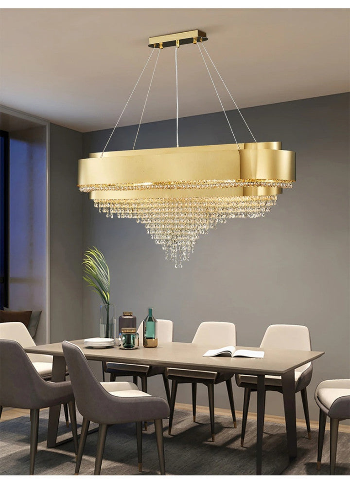 Gold hanging crystal ceiling chandelier for living room, dining room, bedroom