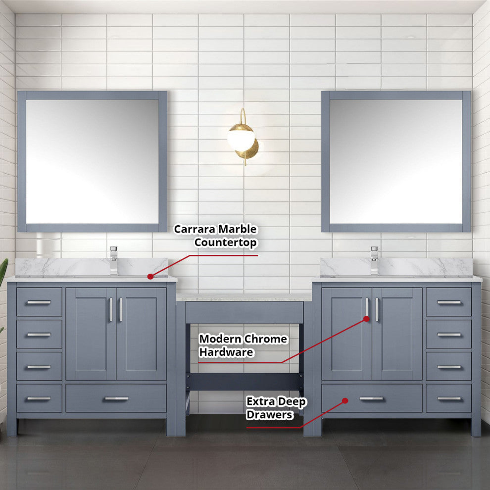 Lexora Coraline Double Bath Vanity Dark Gray 102 With Countertop & Mirror