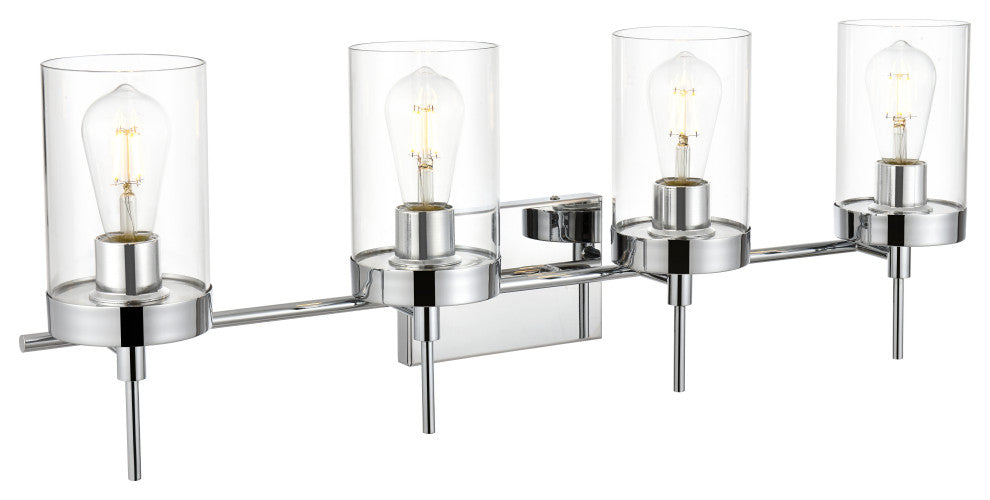 4 Light Chrome And Clear Bath Sconce