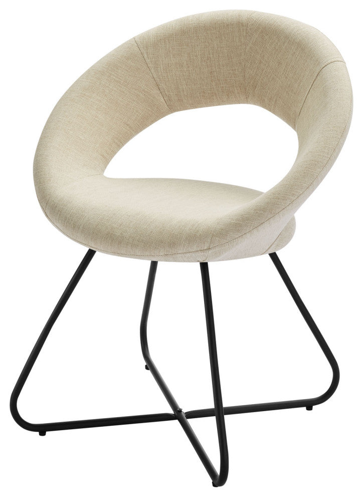 Dining Chair, Set of 2, Beige Black, Fabric, Modern, Cafe Bistro Hospitality