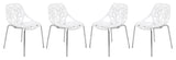 LeisureMod Asbury Plastic Stackable Dining Chair With Chromed Legs Set of 4, White