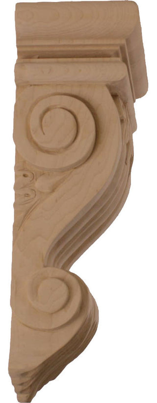7"W x 3 1/2"D x 11"H Traditional Leaf Corbel, Cherry