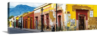 "Colorful Street in Oaxaca IV" Wrapped Canvas Art Print, 60"x20"x1.5"