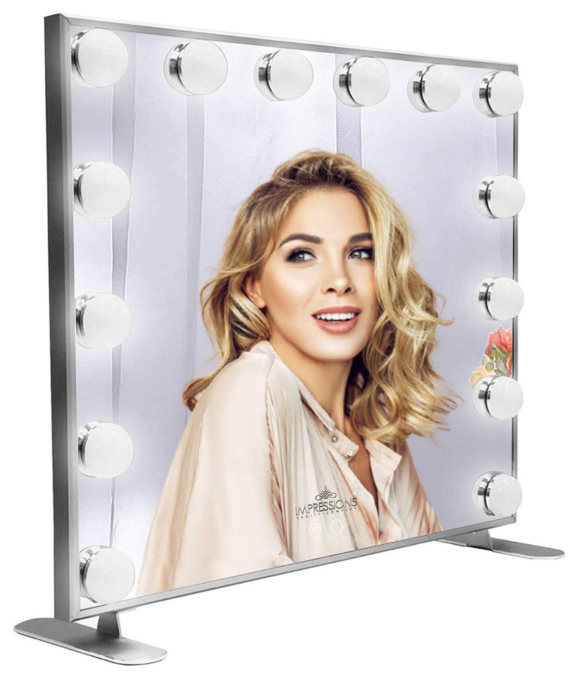 Hollywood Touch Duo Tone Wide LED Makeup Mirror, Silver