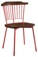 21" X 19" X 32" Brown Oak Wood and Red Metal Base Side Chair Set of 2
