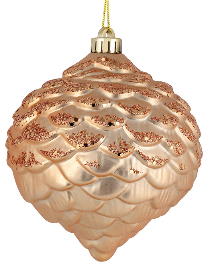 Vickerman N183880D 6" Cafe Latte Glitter Pinecone Christmas Ornament