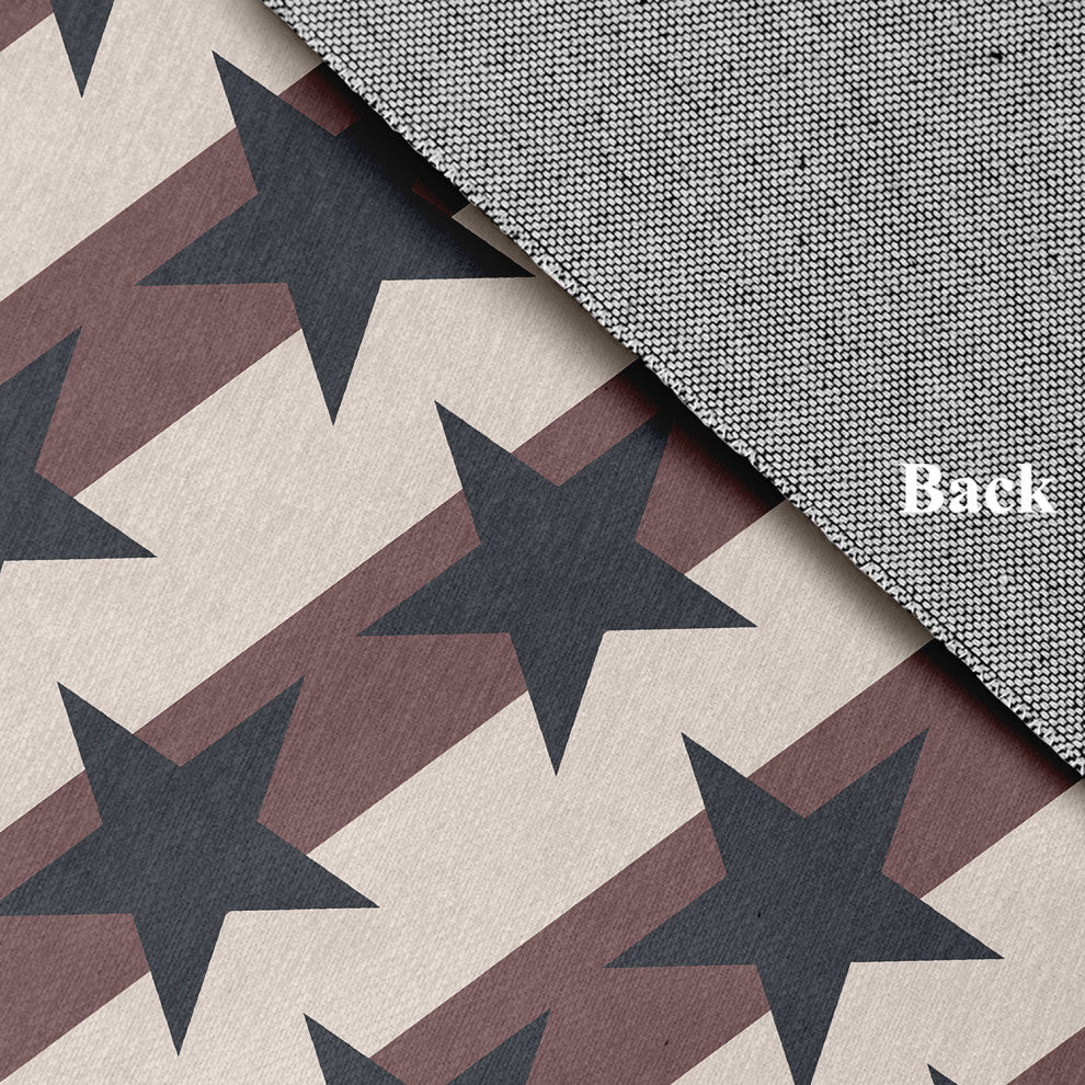 Stars and Stripes Americana Chenille Area Rug, Blue-Red, 5' Round