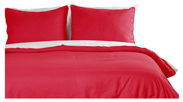 Lotus Home Water and Stain Resistant Duvet Cover Mini Set, Red, King