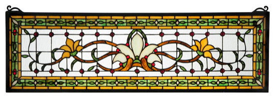 33W X 10H Fairytale Transom Stained Glass Window
