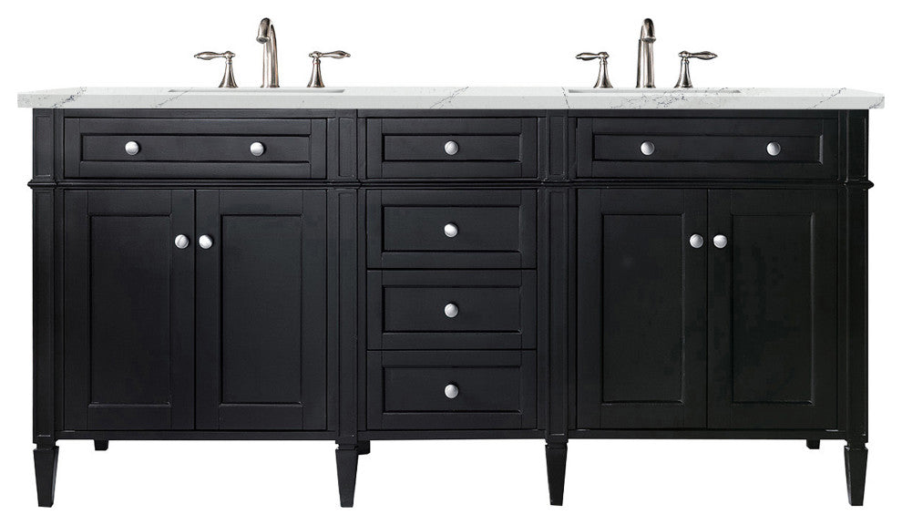 James Martin 650-V72-BKO-3ENC 72" Black Onyx Double Vanity w/ 3 CM Quartz Top