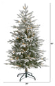 4.5' Flocked Manchester Spruce Faux Xmas Tree W/100 Lights & Bendable Branches