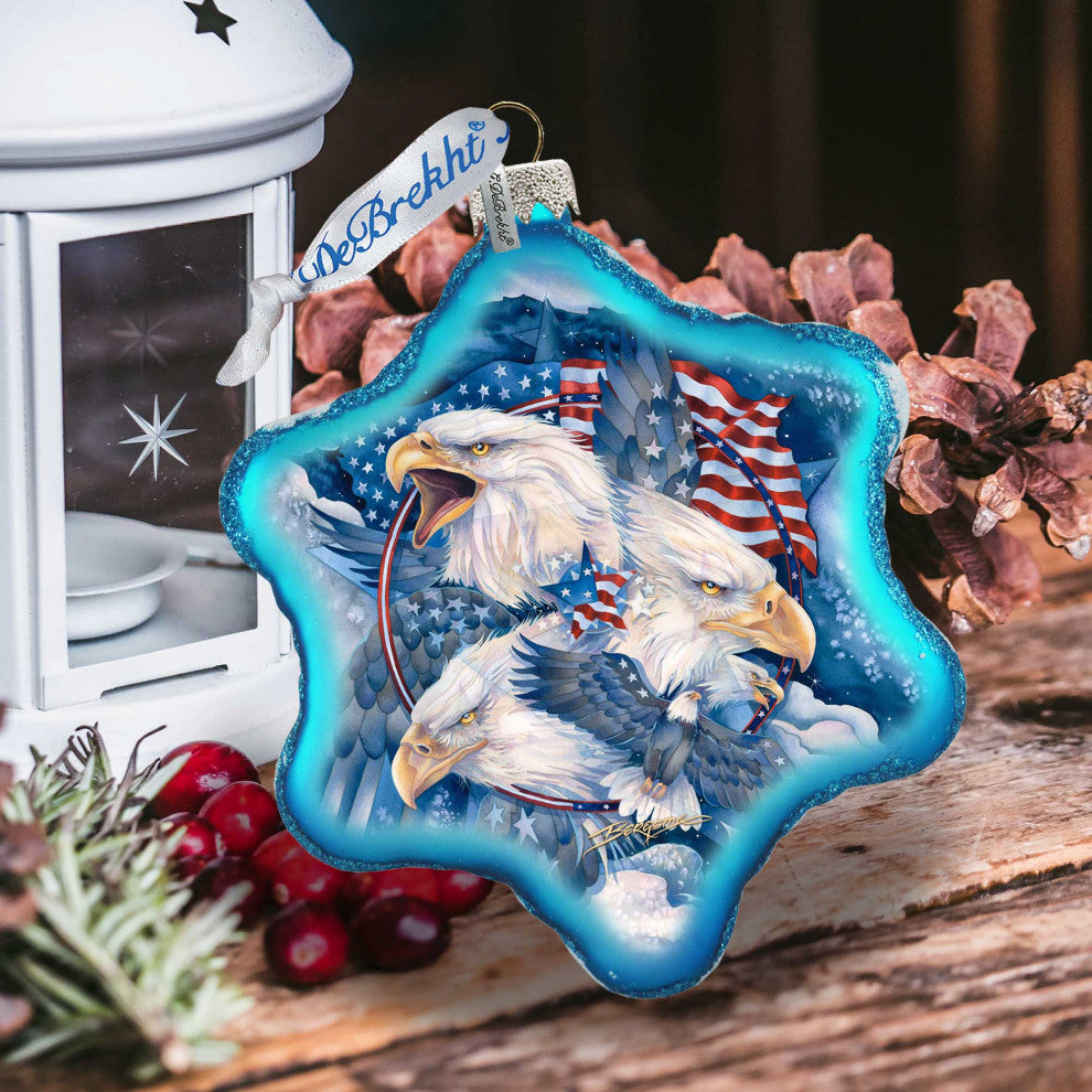 Allegiance Patriotic Eagles Glass Ornament