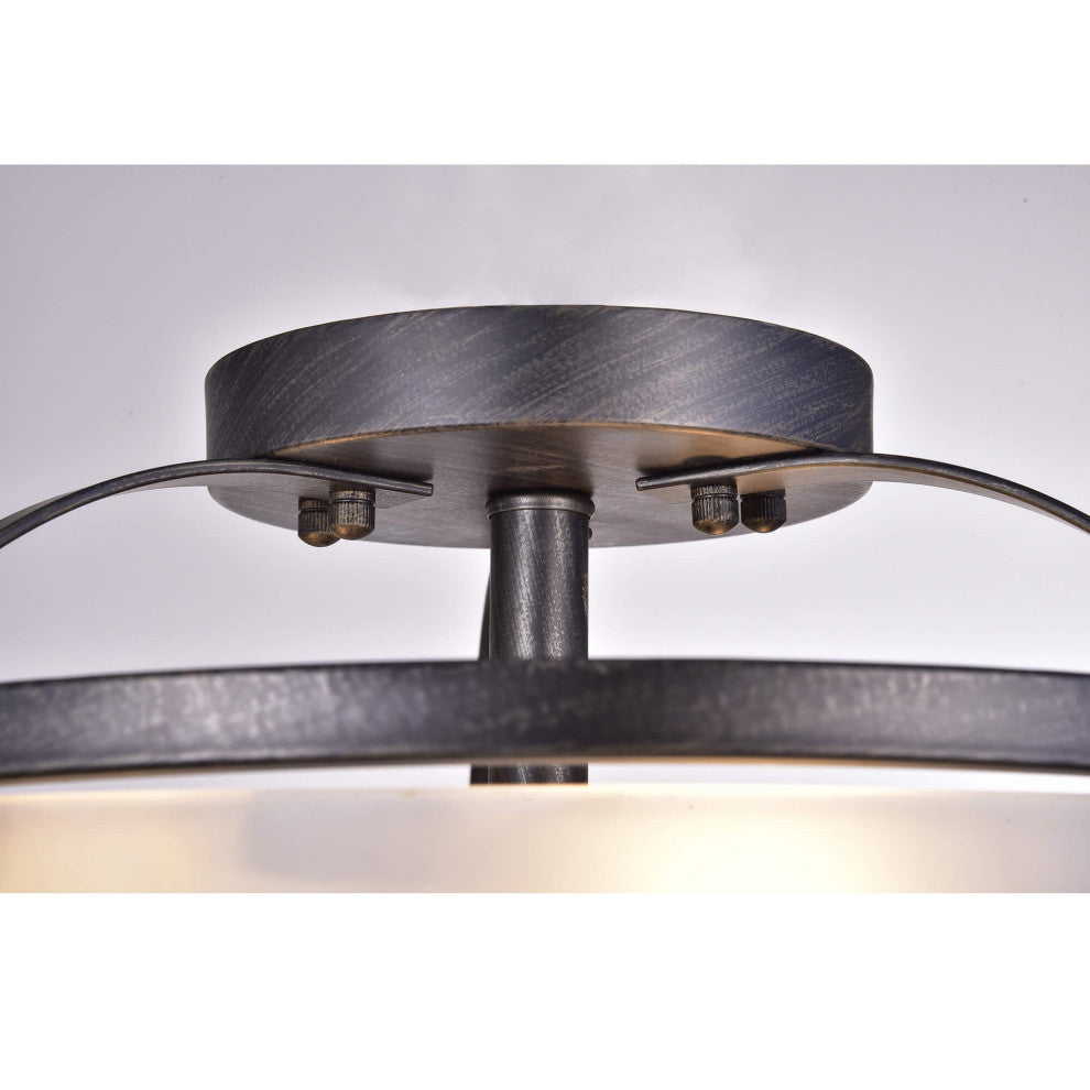 Lynn Opal Glass Shade Semi-Flush Mount Chandelier