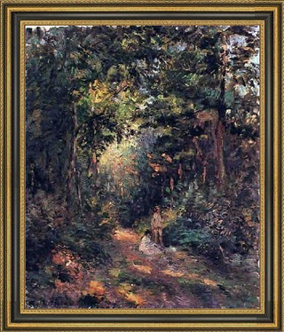 Camille Pissarro Autumn Path in the Woods Framed Premium Canvas Print, 20"x25"
