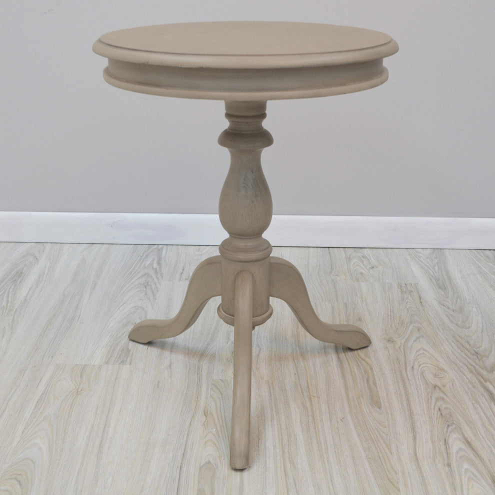 Anna Pedestal Base Accent Table, Weathered Gray