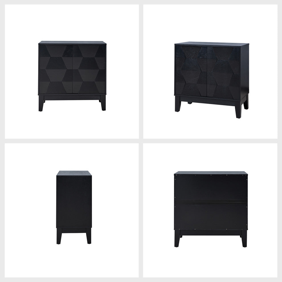 Lifestyle collage showing the cabinet in multiple room contexts.
