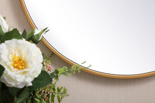 Elegant Decor MR4821BR Metal Frame Round Mirror, 21", Brass