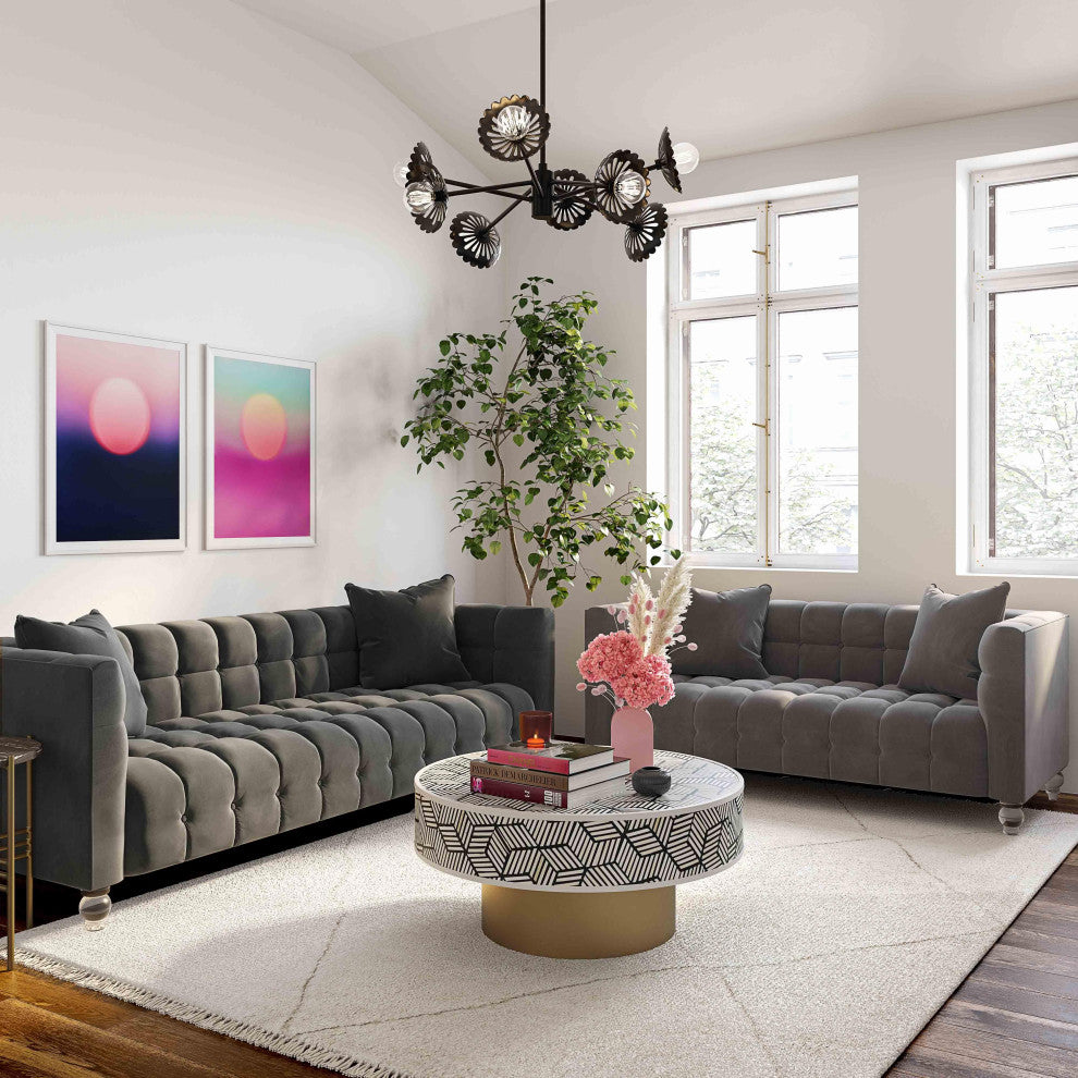 Bea Gray Velvet Loveseat