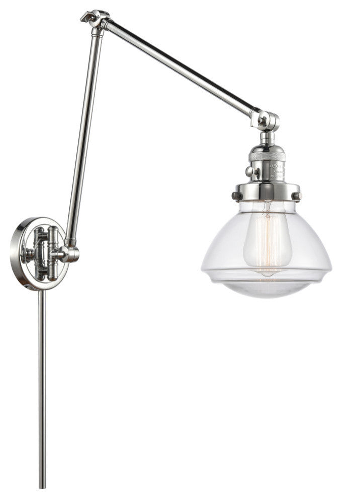 Olean Swing Arm With Switch, Polished Chrome, Clear, Clear