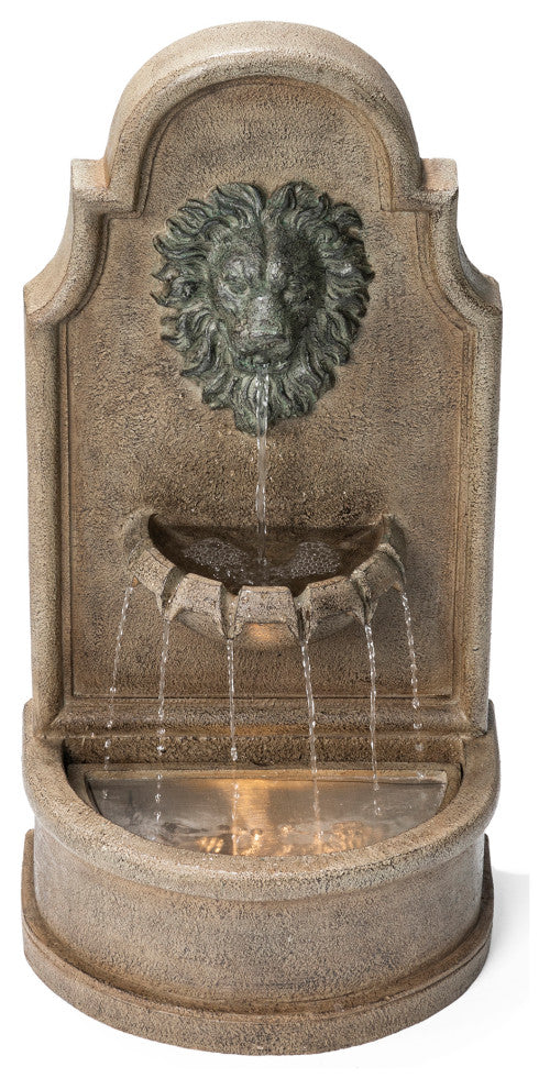 Faux Granite Lion Head Polyresin Fountain
