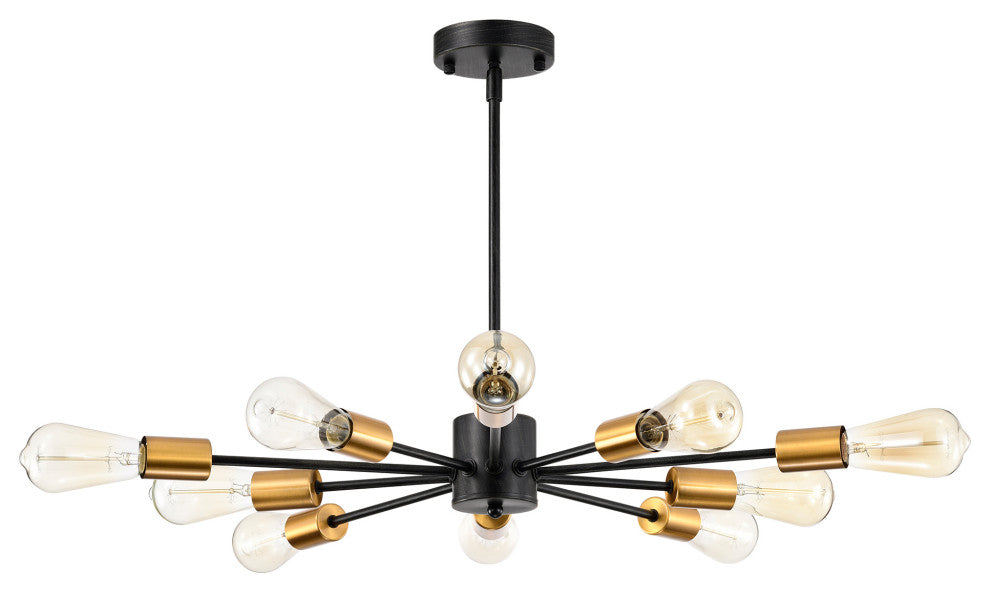 Sami Sputnik 10-Light Chandelier, Antique Black and Metallic Gold