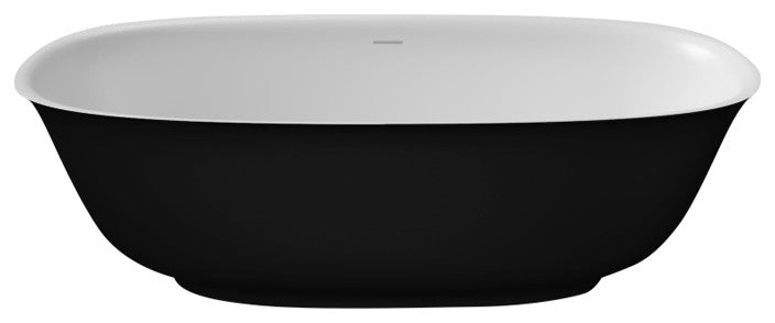 Perlato Ravenna 67" Eco-Lapistone Freestanding Soaker Tub, Matte Black Exterior