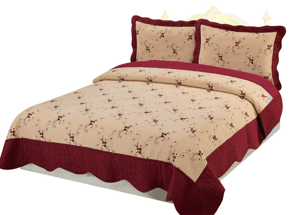 Natural Cotton 3 Pcs Quilt Set, Kingston, King