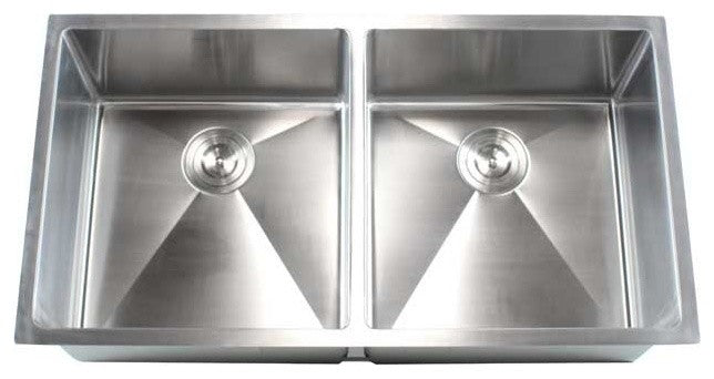 Stainless Steel Undermount 50/50 Double Bowl Kitchen Sink - 16 Gauge, Brushed St