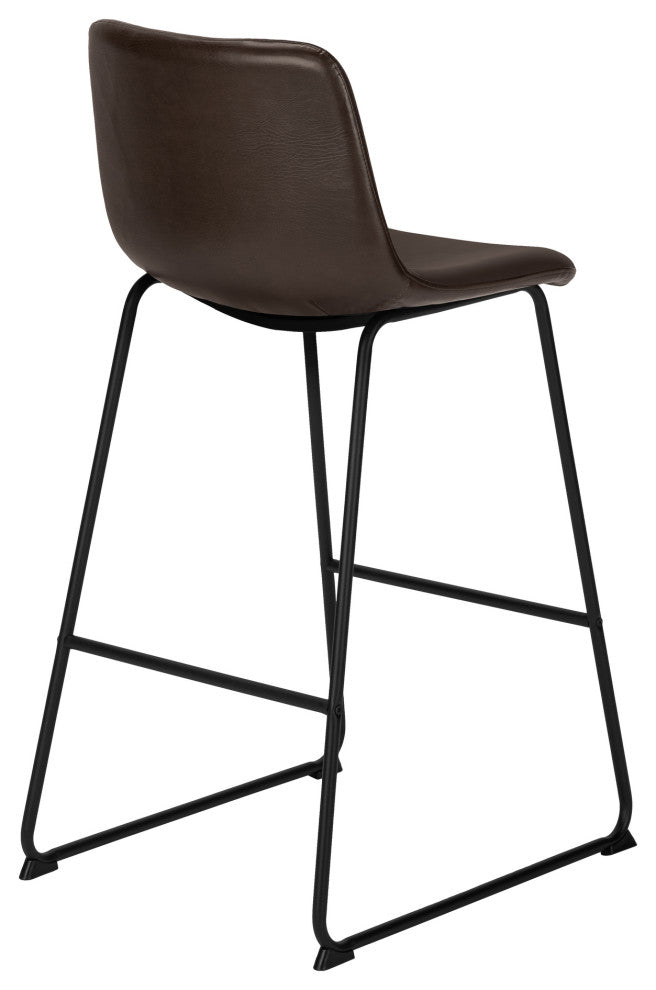 Office Chair Bar Height Standing Computer Desk Work Pu Leather Look Brown