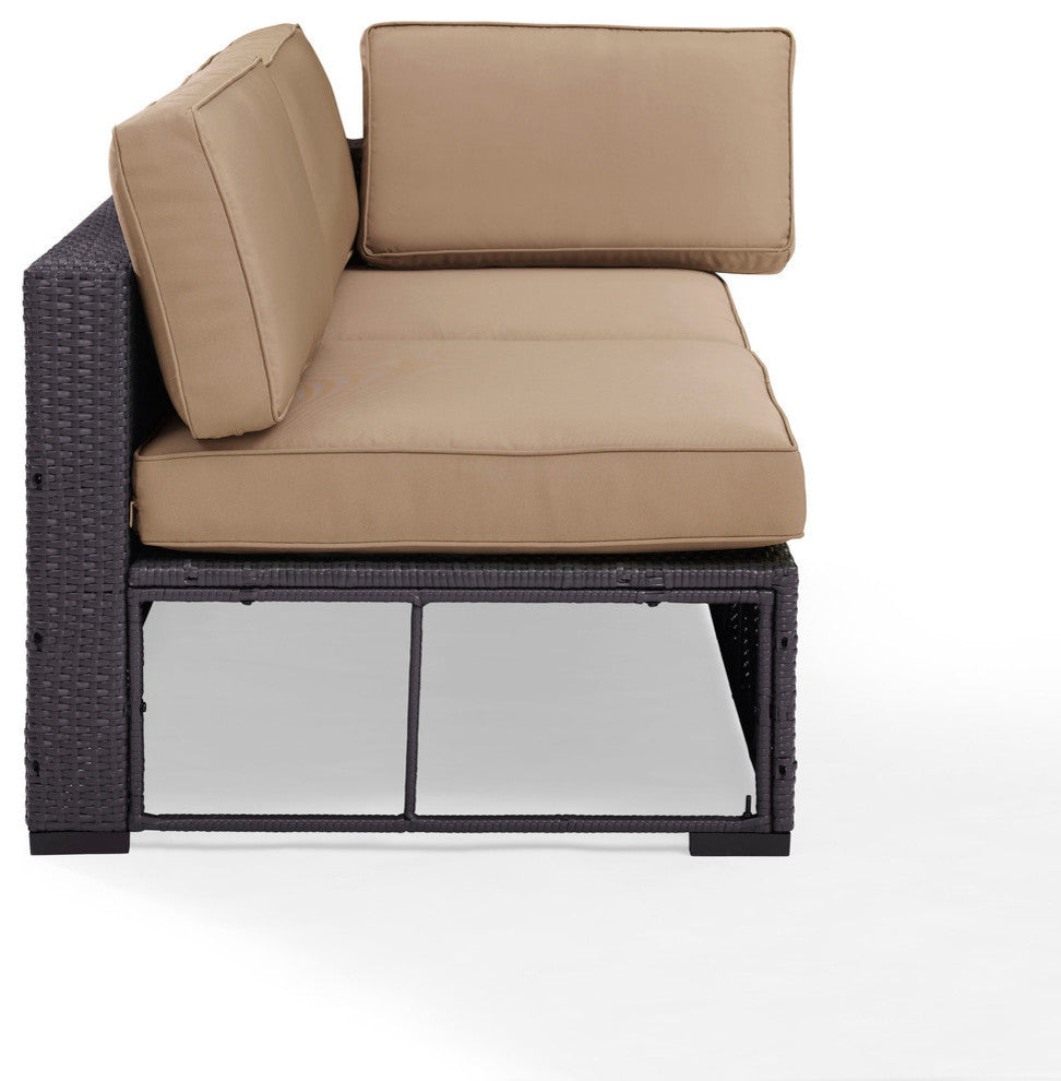 Biscayne Loveseat With Interchangeable Arm and Mist Cushions, Cushions: Mocha