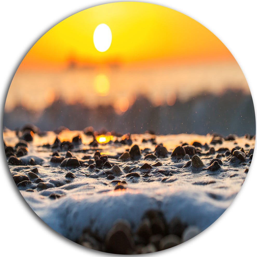 Sunrise Giving Color For Sea Waters, Seashore Round Metal Wall Art, 11"