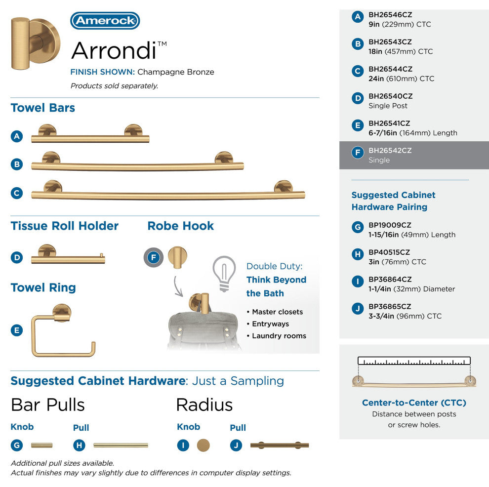 Amerock Arrondi Robe Hook, Champagne Bronze