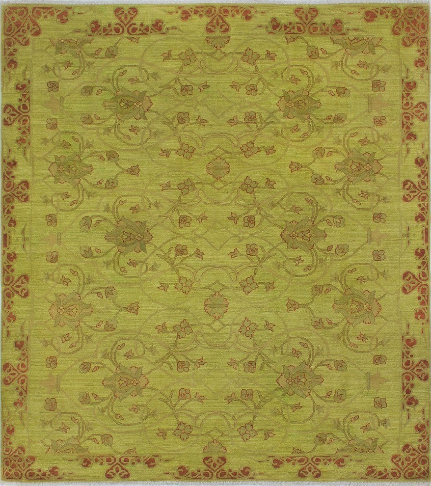 Overdyed Chobi Yusuf Green/Rust Rug, 8'4x9'4